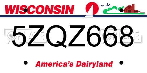 5ZQZ668 Wisconsin License Plate