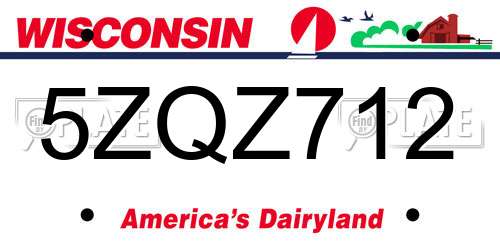 5ZQZ712 Wisconsin License Plate