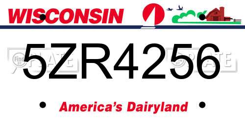 5ZR4256 Wisconsin License Plate