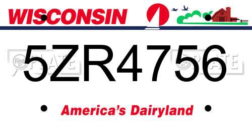 5ZR4756 Wisconsin License Plate
