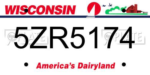 5ZR5174 Wisconsin License Plate