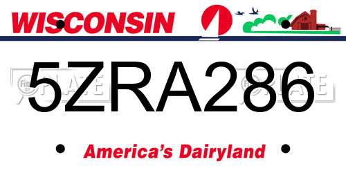 5ZRA286 Wisconsin License Plate