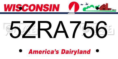 5ZRA756 Wisconsin License Plate