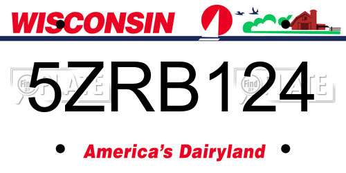 5ZRB124 Wisconsin License Plate