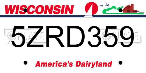 5ZRD359 Wisconsin License Plate