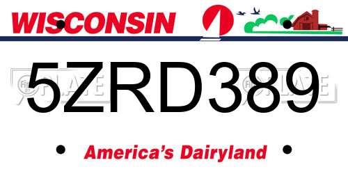 5ZRD389 Wisconsin License Plate