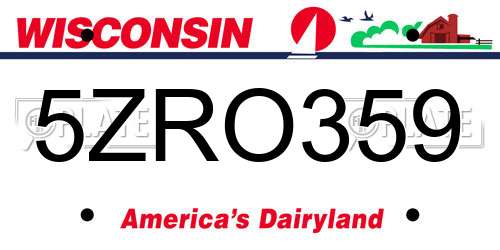 5ZRO359 Wisconsin License Plate