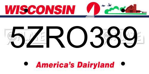 5ZRO389 Wisconsin License Plate