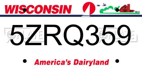 5ZRQ359 Wisconsin License Plate