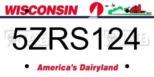 5ZRS124 Wisconsin License Plate