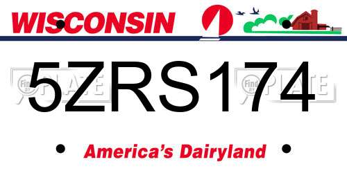5ZRS174 Wisconsin License Plate