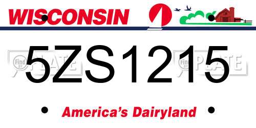 5ZS1215 Wisconsin License Plate