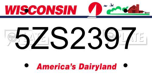5ZS2397 Wisconsin License Plate