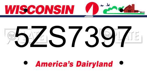 5ZS7397 Wisconsin License Plate