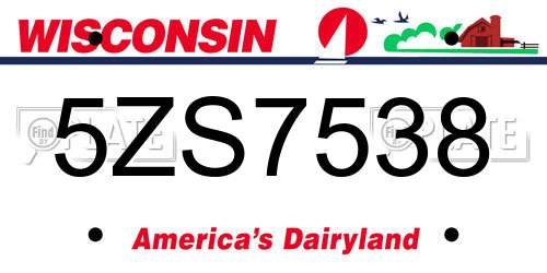 5ZS7538 Wisconsin License Plate