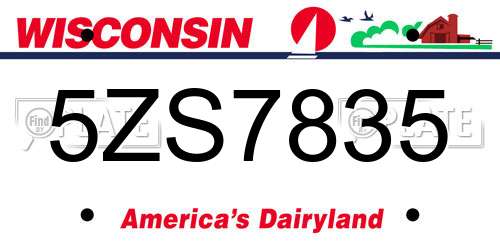 5ZS7835 Wisconsin License Plate