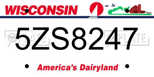 5ZS8247 Wisconsin License Plate