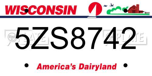 5ZS8742 Wisconsin License Plate