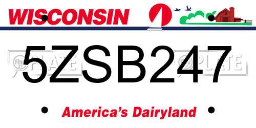 5ZSB247 Wisconsin License Plate
