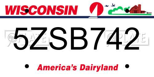 5ZSB742 Wisconsin License Plate