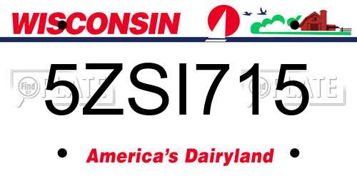 5ZSI715 Wisconsin License Plate