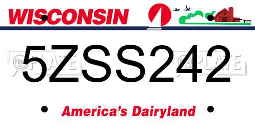 5ZSS242 Wisconsin License Plate