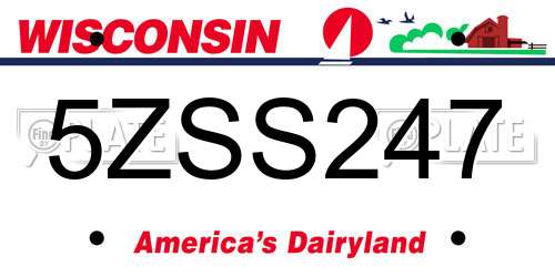 5ZSS247 Wisconsin License Plate