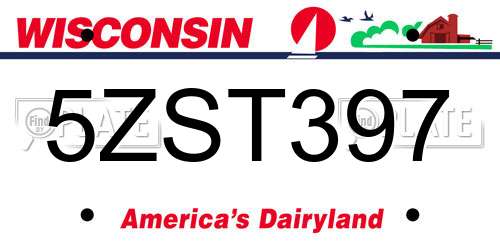 5ZST397 Wisconsin License Plate