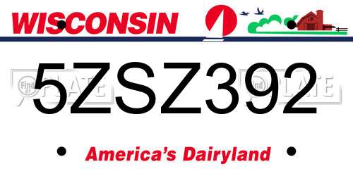 5ZSZ392 Wisconsin License Plate