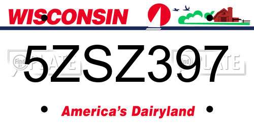 5ZSZ397 Wisconsin License Plate