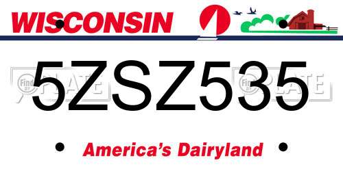 5ZSZ535 Wisconsin License Plate