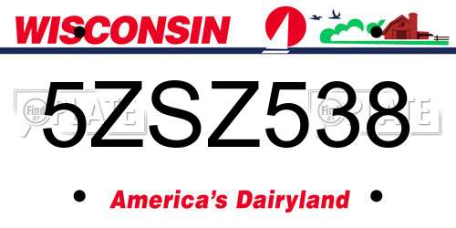 5ZSZ538 Wisconsin License Plate