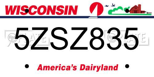 5ZSZ835 Wisconsin License Plate