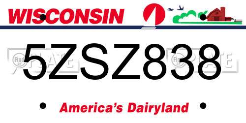 5ZSZ838 Wisconsin License Plate