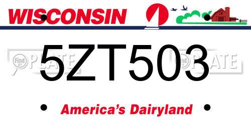 5ZT503 Wisconsin License Plate