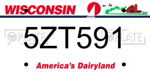 5ZT591 Wisconsin License Plate