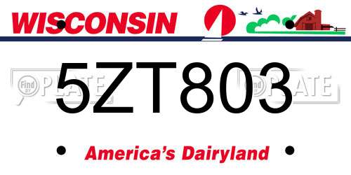 5ZT803 Wisconsin License Plate