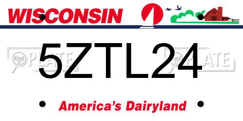 5ZTL24 Wisconsin License Plate