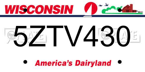 5ZTV430 Wisconsin License Plate
