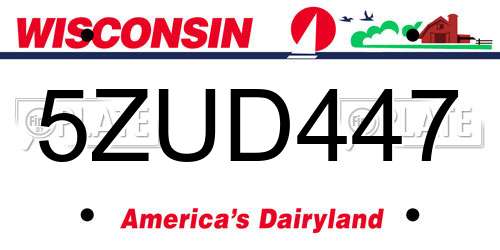 5ZUD447 Wisconsin License Plate