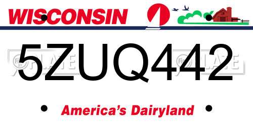 5ZUQ442 Wisconsin License Plate