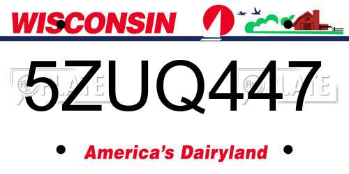 5ZUQ447 Wisconsin License Plate