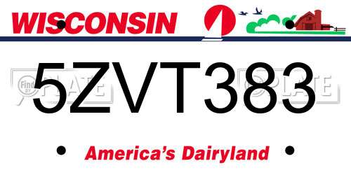 5ZVT383 Wisconsin License Plate