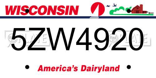 5ZW4920 Wisconsin License Plate