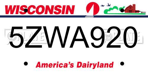 5ZWA920 Wisconsin License Plate
