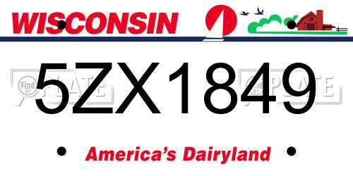 5ZX1849 Wisconsin License Plate