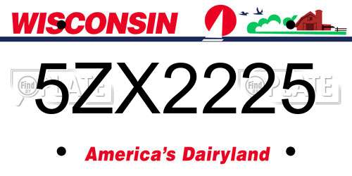 5ZX2225 Wisconsin License Plate