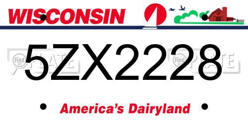 5ZX2228 Wisconsin License Plate