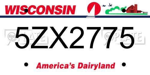 5ZX2775 Wisconsin License Plate
