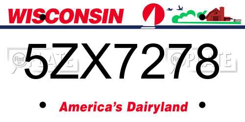 5ZX7278 Wisconsin License Plate